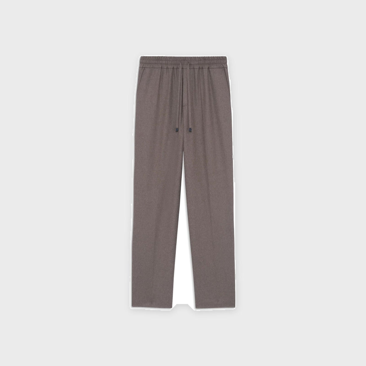 Elasticated Flannel Trousers-Brown
