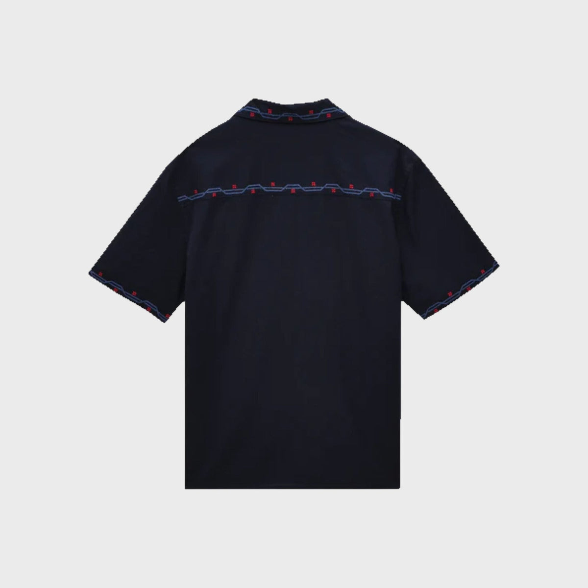 Didcot Shirt-Navy-Cross-Stitch Border - Pop Up Concepts