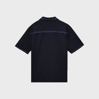 Didcot Shirt-Navy-Cross-Stitch Border - Pop Up Concepts