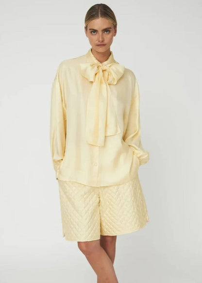 Silk Shirt with Bow-Soft Yellow