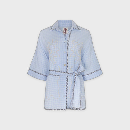 Cin Check Token Shirt-Blue - Pop Up Concepts