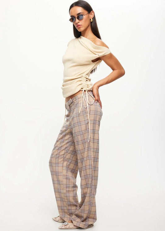 Bond Check Cream Pant - Pop Up Concepts