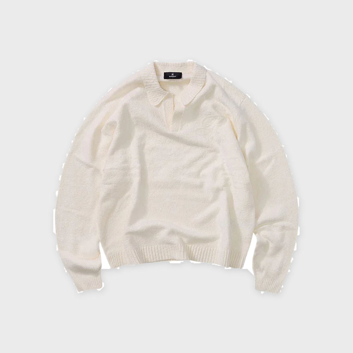 Knitted Polo-Aged White - Pop Up Concepts