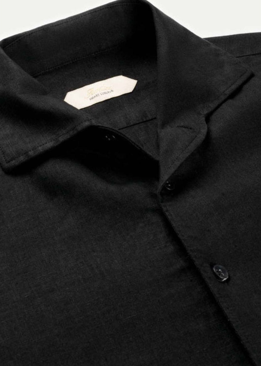 Linen Seaside Shirt-Black - Pop Up Concepts