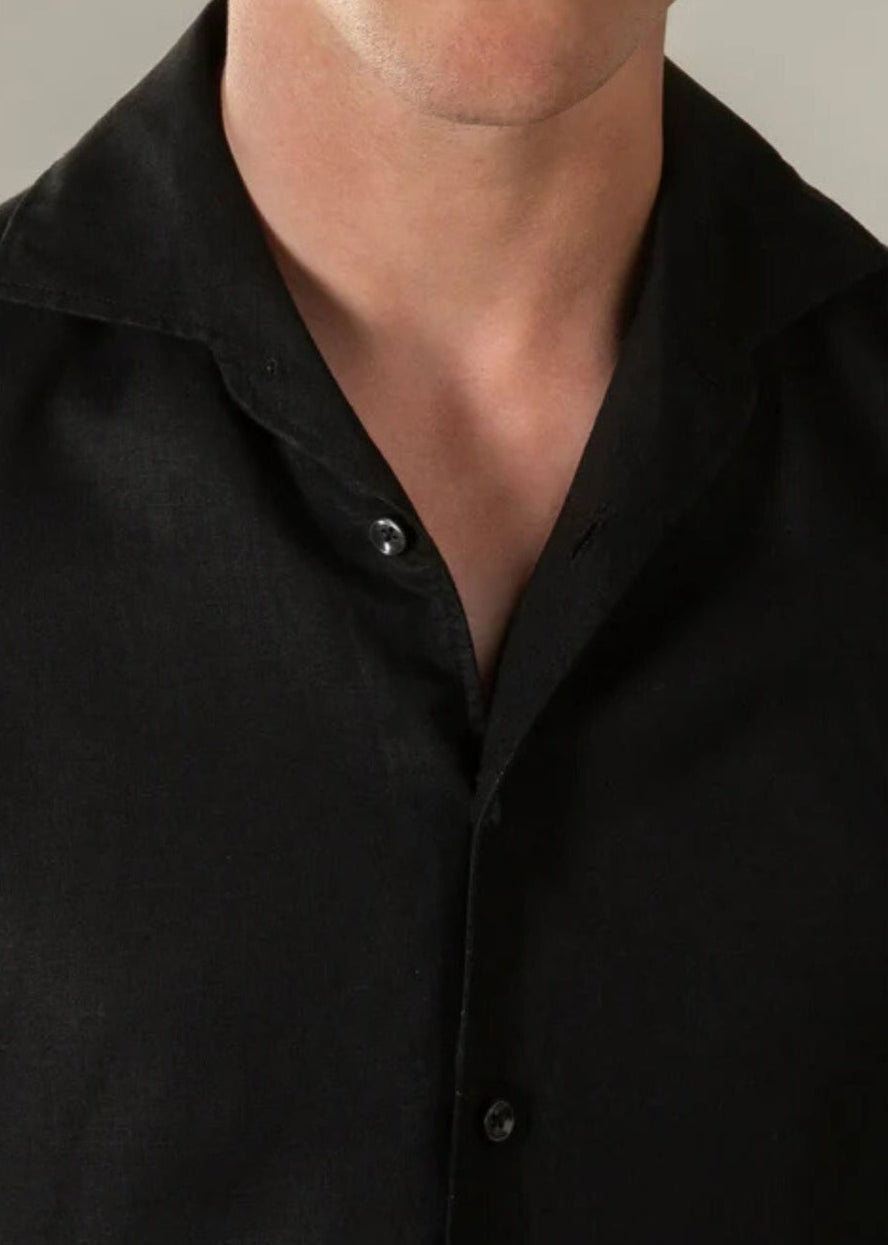 Linen Seaside Shirt-Black - Pop Up Concepts