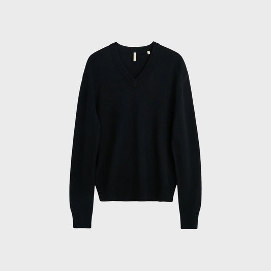 Moon Merino V-Neck-Black - Pop Up Concepts