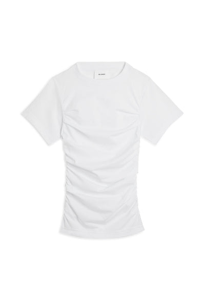 Ria Gathered T-Shirt-White-Women - Pop Up Concepts