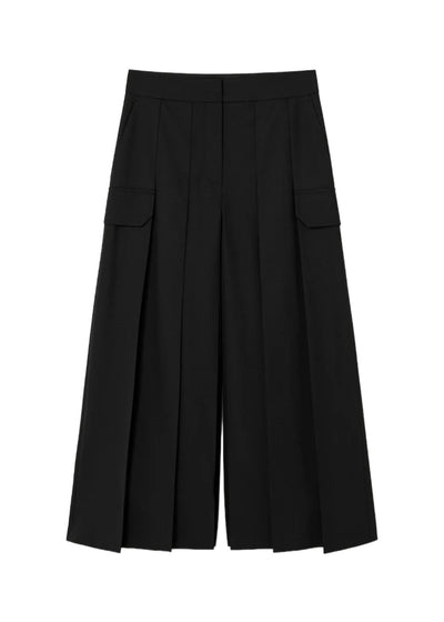 wide pleated pants-Black-Women - Pop Up Concepts