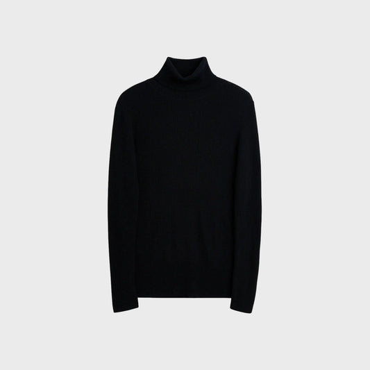 Merino Rib Turtle Neck-Black - Pop Up Concepts