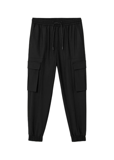 Wool Blended Cargo Pants-Black - Pop Up Concepts