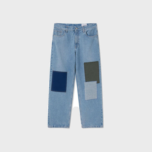 Zine Embroidered Patch Jeans-Light Blue-Women - Pop Up Concepts