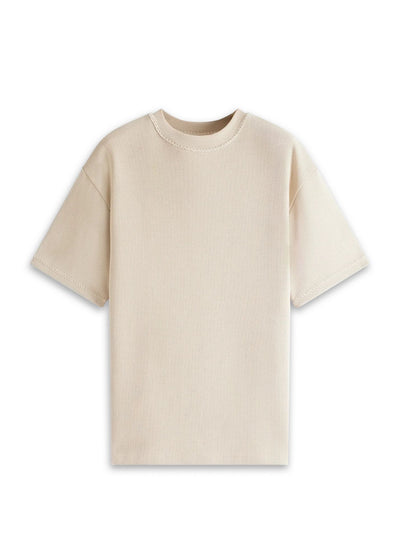 Nid d'Abeille T-Shirt-Beige - Pop Up Concepts