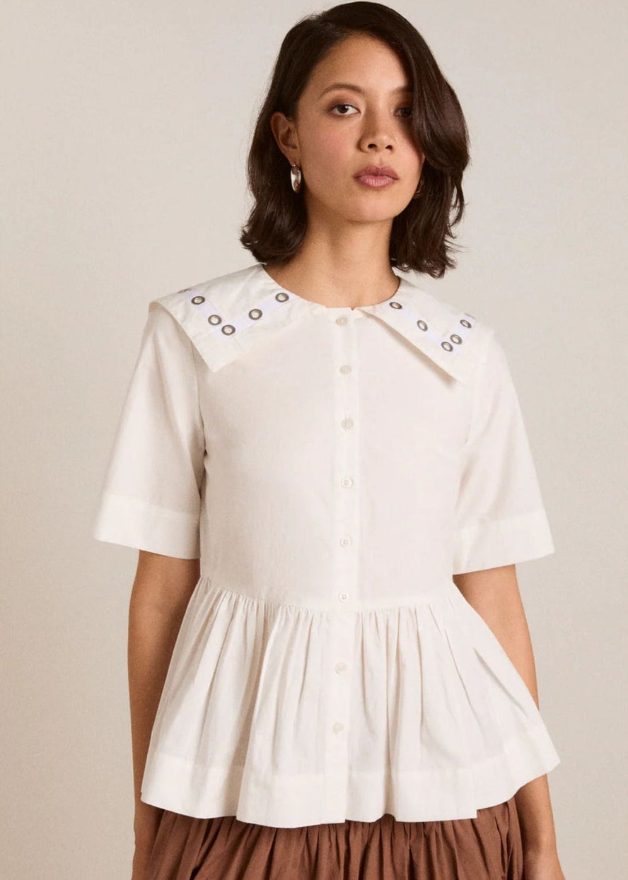 Cyrus Eyelet Blouse-White - Pop Up Concepts