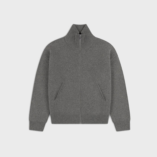 Core Zip-Up Sweater-Grey Melange - Pop Up Concepts