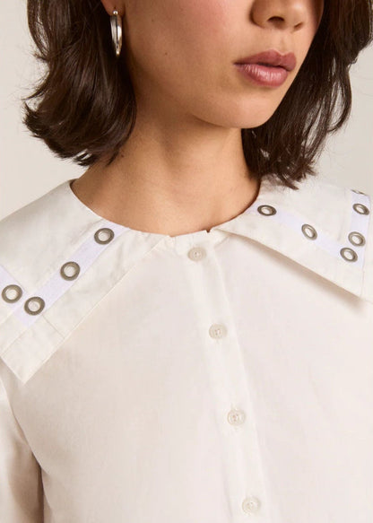 Cyrus Eyelet Blouse-White - Pop Up Concepts