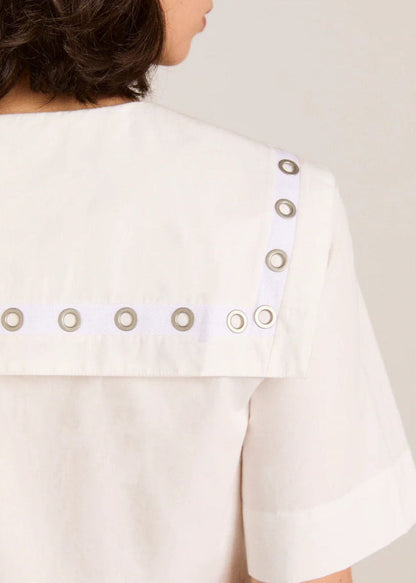 Cyrus Eyelet Blouse-White - Pop Up Concepts