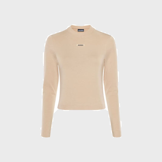 Gros Grain Long Sleeved T-Shirt-Beige-Women - Pop Up Concepts