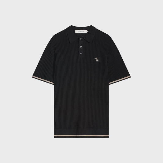 Fine Knit Polo-Black - Pop Up Concepts