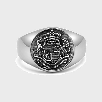 Stainless Steel Crest Ring-Silver - Pop Up Concepts