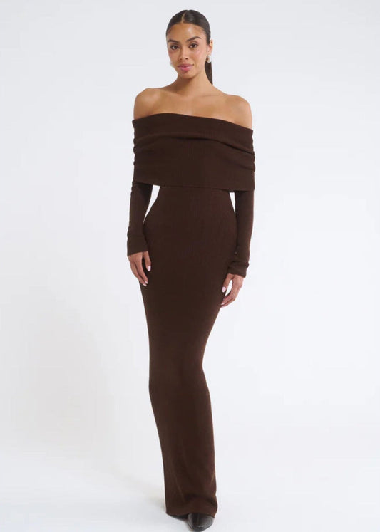 Winona Maxi Dress-Espresso - Pop Up Concepts