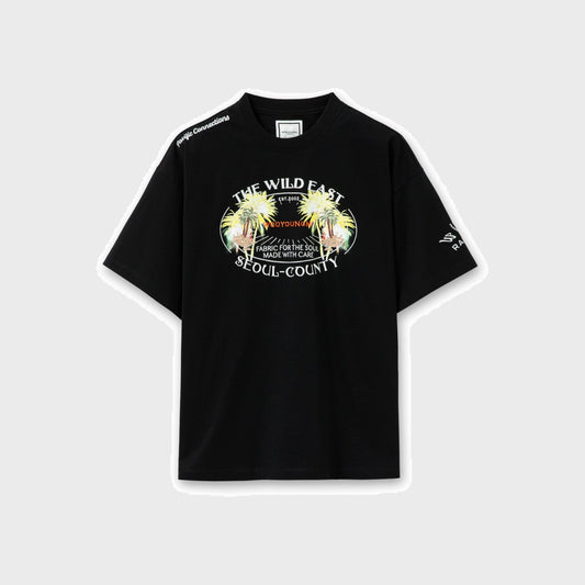 Palm Tree Graphic T-Shirt-Black - Pop Up Concepts
